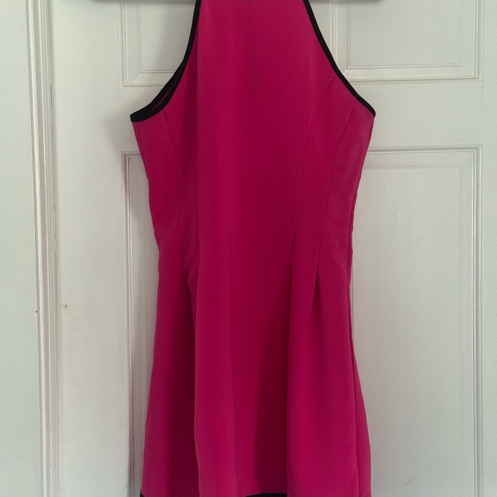 Stylish Fuchsia Halter Tank Top with Black Accents